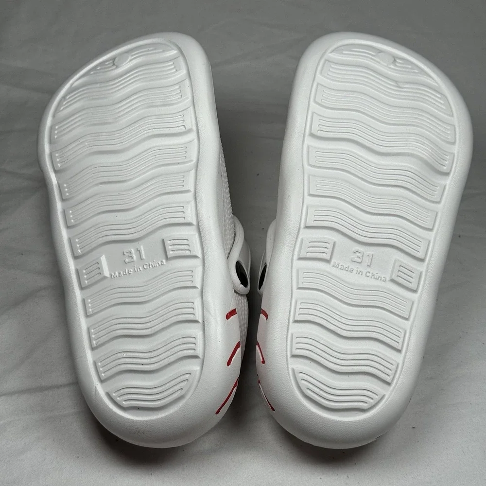 Kids White Clogs Size US 13 Slip On Sandals With Charms Lightweight‎